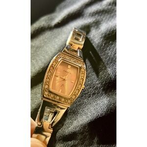 Fossil F2 Ladies Silver Tone Pink Dial Rhinestone 19mm Watch‎ ES-9722